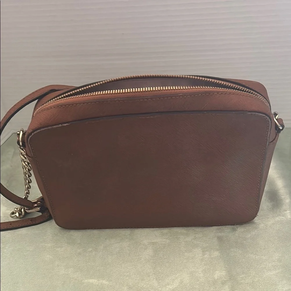 Michael Kors Brown Leather Crossbody Bag with Chain Strap